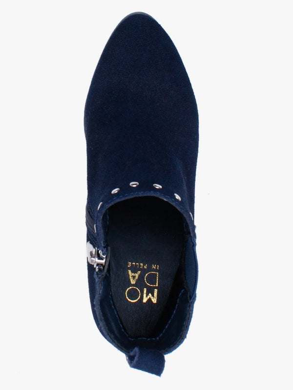 Benie Navy Suedettte Studded Ankle Boots