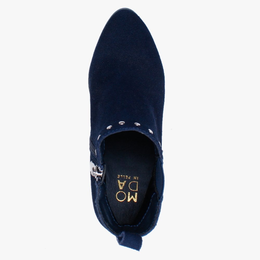 Benie Navy Suedettte Studded Ankle Boots