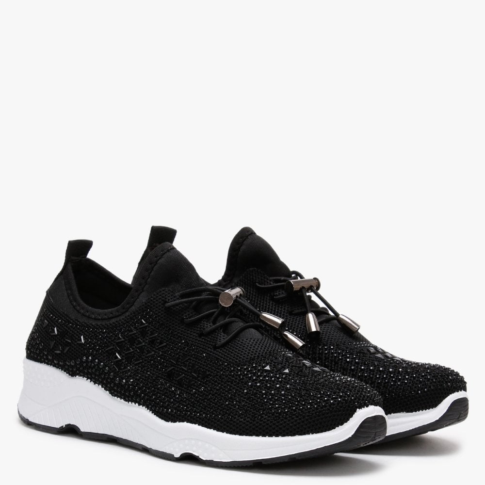Borena Black Embellished Trainers