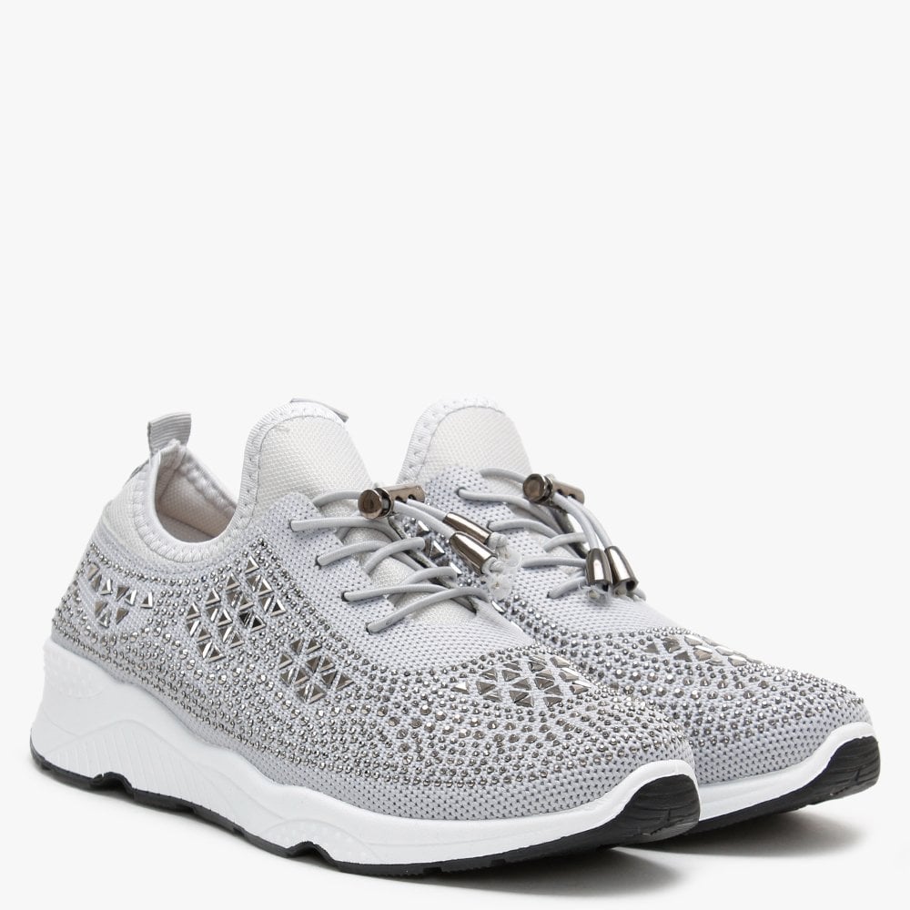 Borena Grey Embellished Trainers