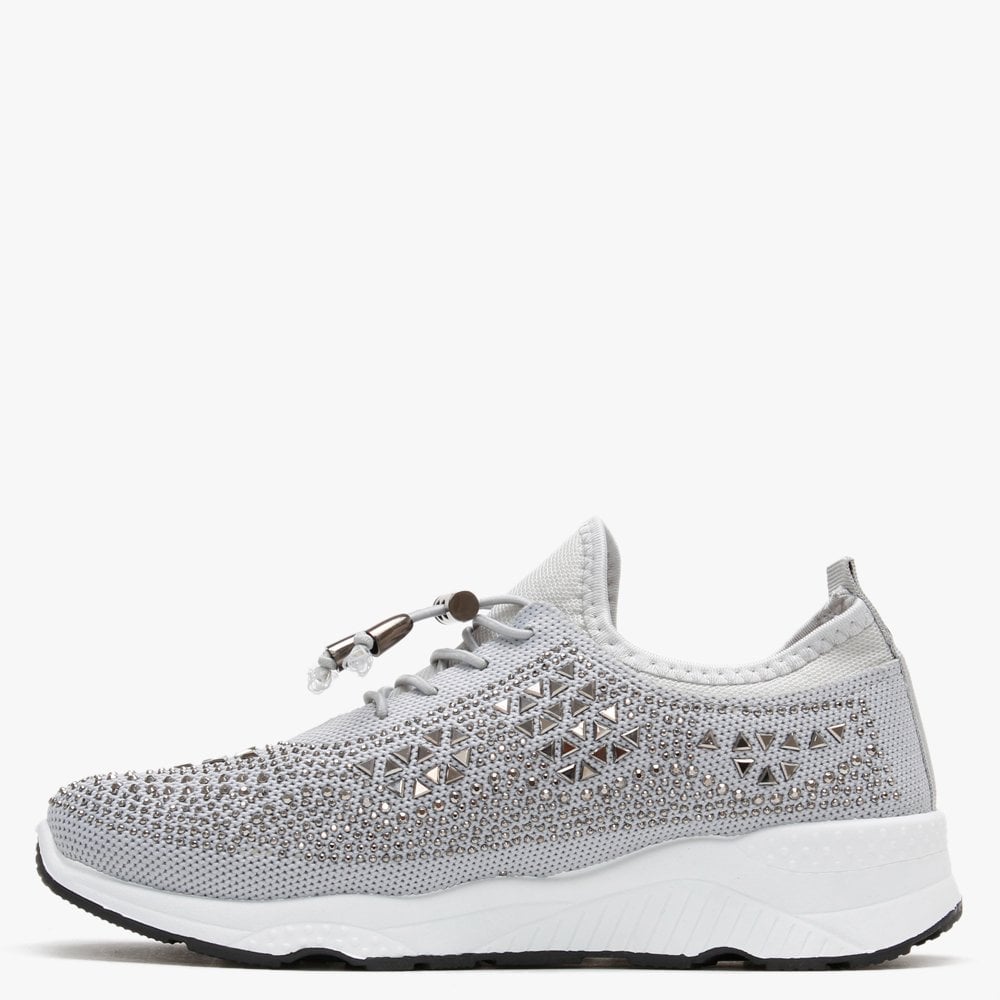 Borena Grey Embellished Trainers