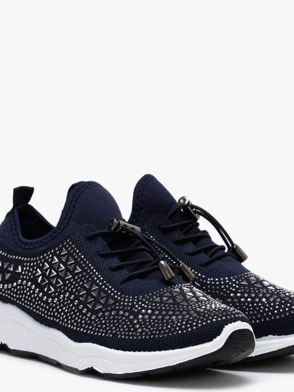 Borena Navy Embellished Trainers