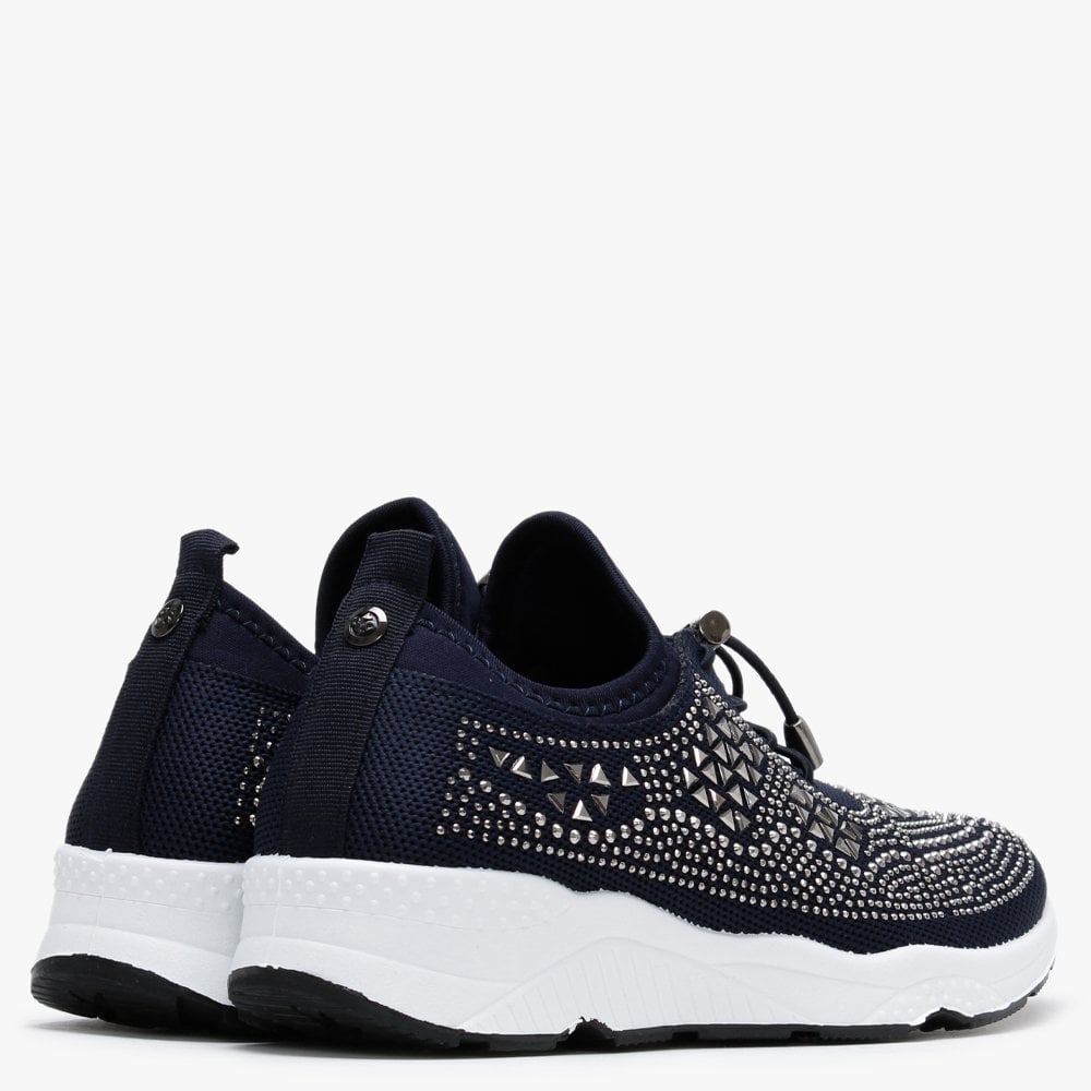 Borena Navy Embellished Trainers