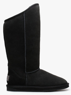 Cosy Tall Black Double Faced Sheepskin Knee Boots