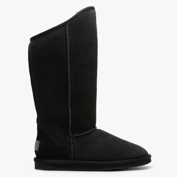 Cosy Tall Black Double Faced Sheepskin Knee Boots
