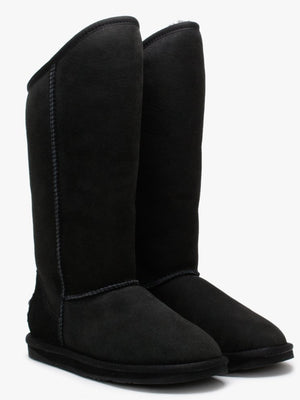 Cosy Tall Black Double Faced Sheepskin Knee Boots