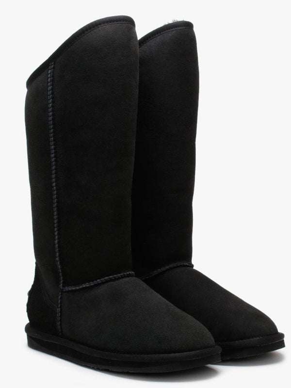 Cosy Tall Black Double Faced Sheepskin Knee Boots