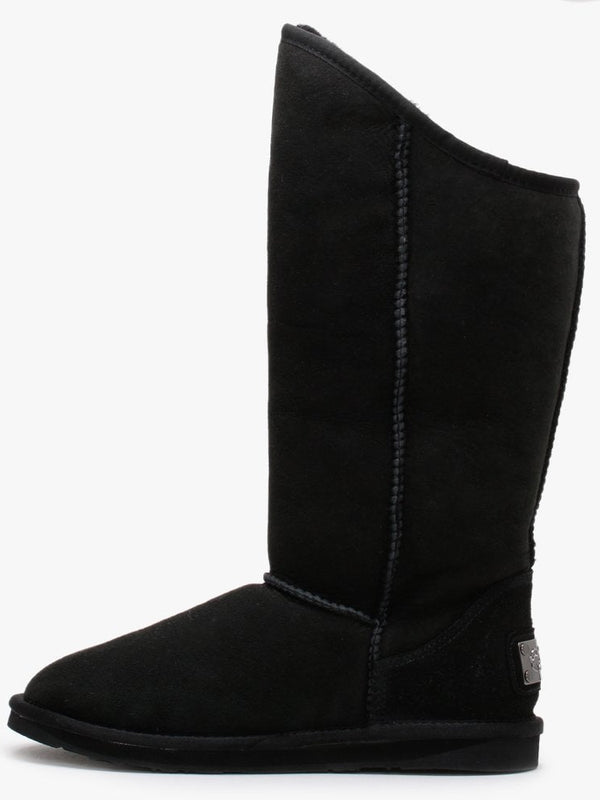 Cosy Tall Black Double Faced Sheepskin Knee Boots