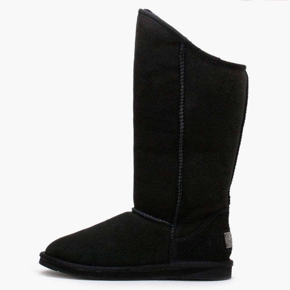Cosy Tall Black Double Faced Sheepskin Knee Boots