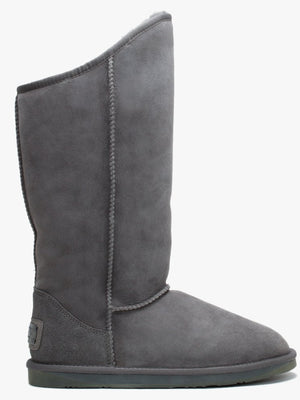 Cosy Tall Grey Double Faced Sheepskin Knee Boots
