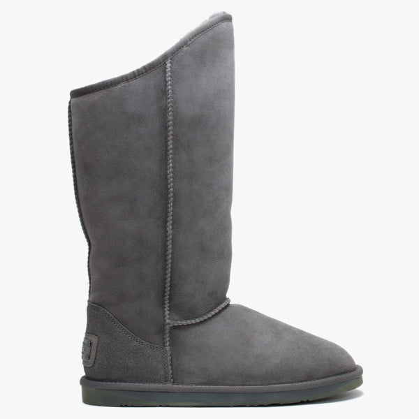 Cosy Tall Grey Double Faced Sheepskin Knee Boots