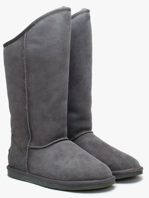 Cosy Tall Grey Double Faced Sheepskin Knee Boots