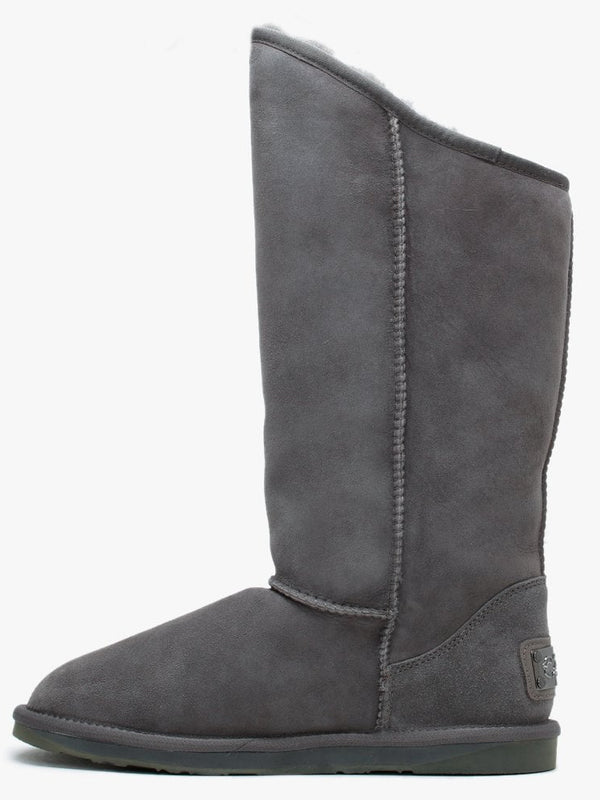 Cosy Tall Grey Double Faced Sheepskin Knee Boots