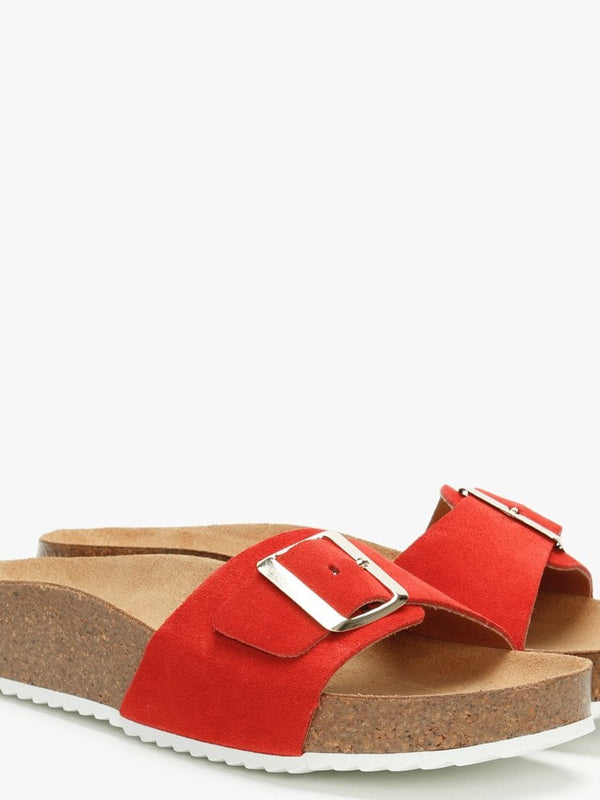 Parisa Red Suede One Strap Mules