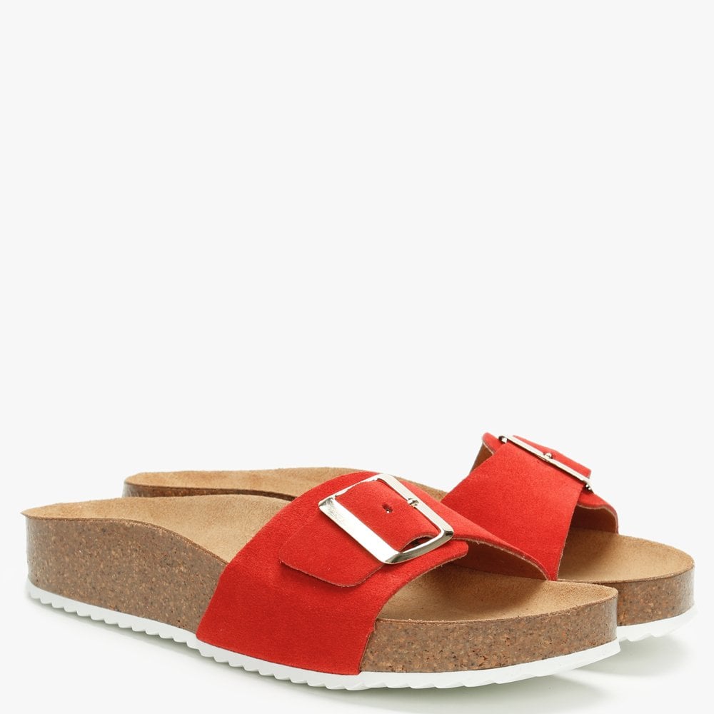 Parisa Red Suede One Strap Mules