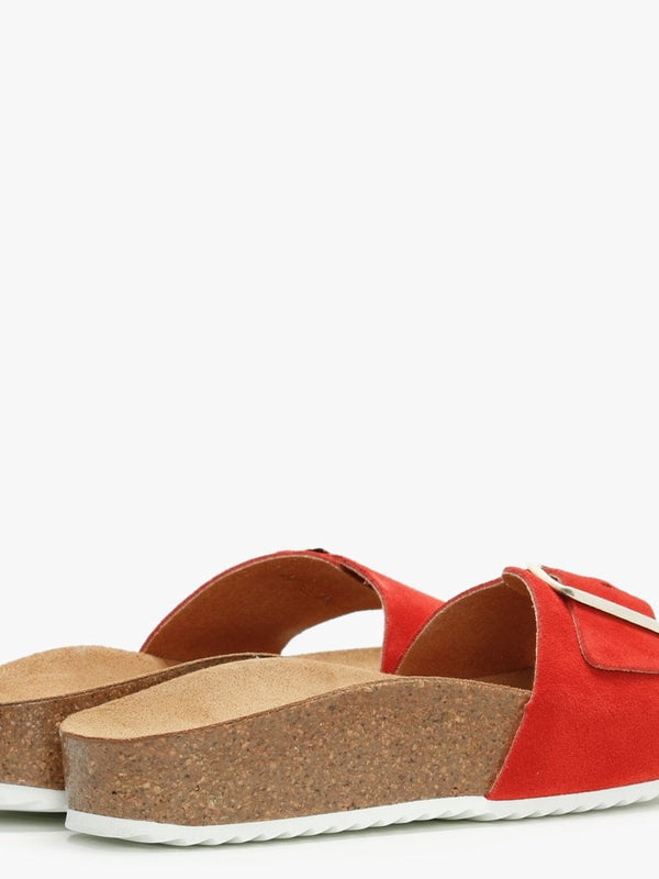 Parisa Red Suede One Strap Mules