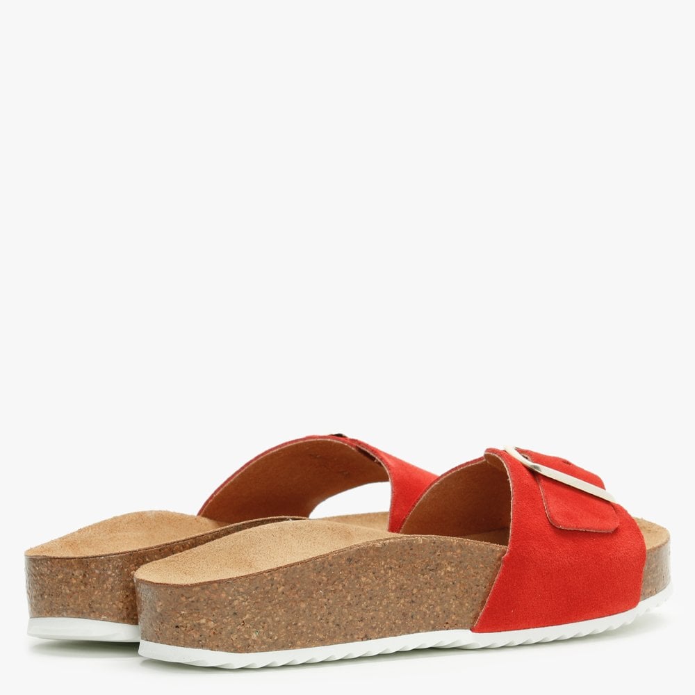 Parisa Red Suede One Strap Mules