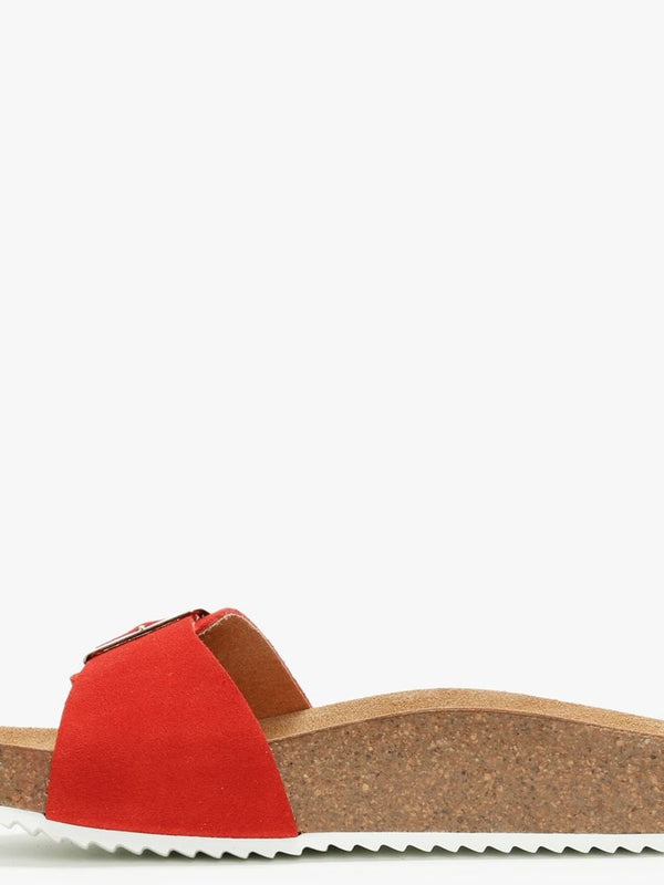 Parisa Red Suede One Strap Mules
