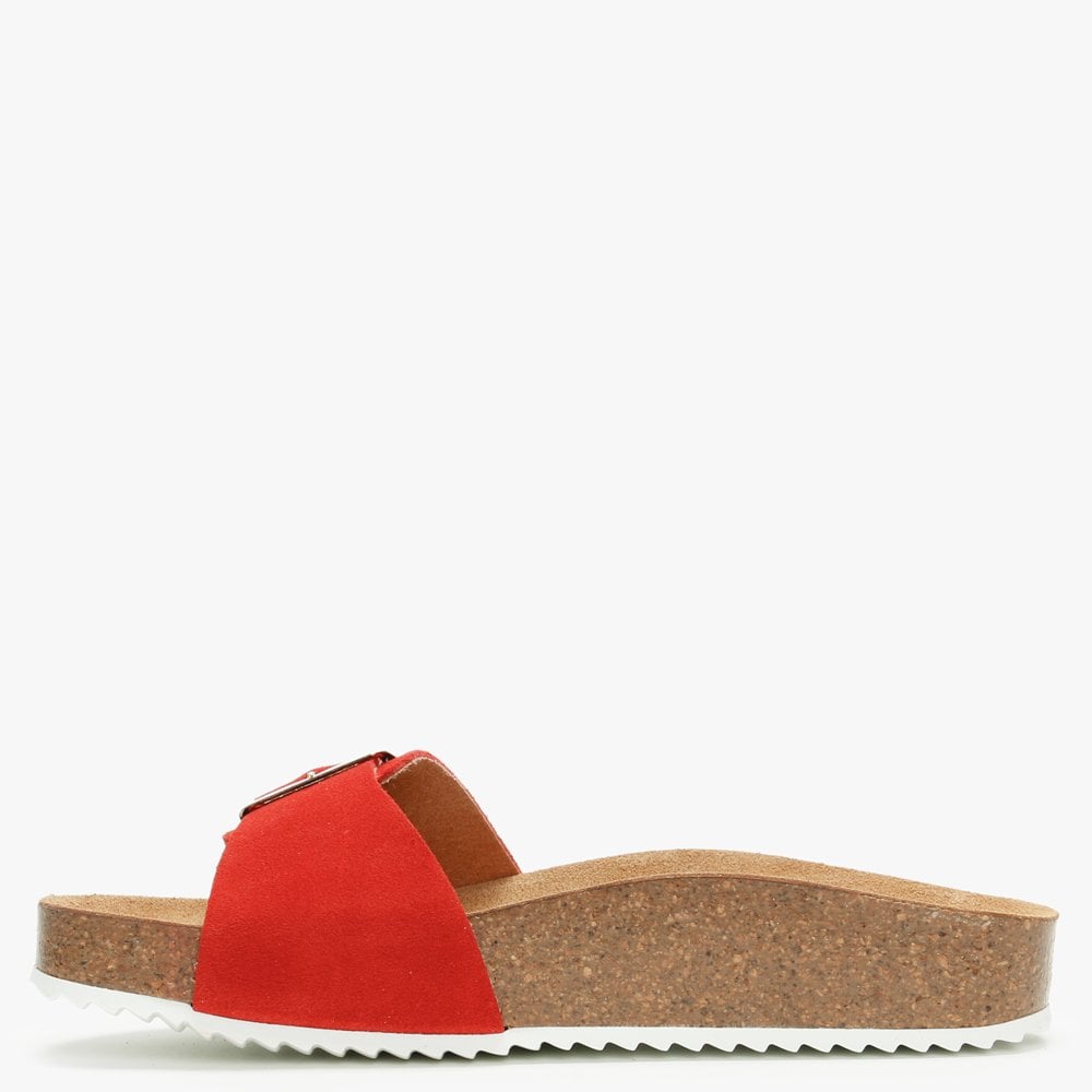 Parisa Red Suede One Strap Mules