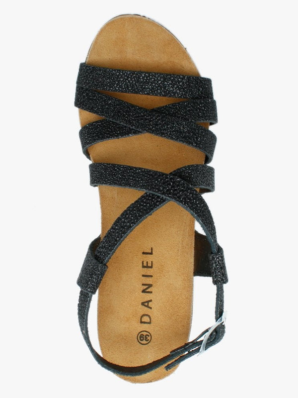 Beverlywood II Black Metallic Textured Wedge Sandals