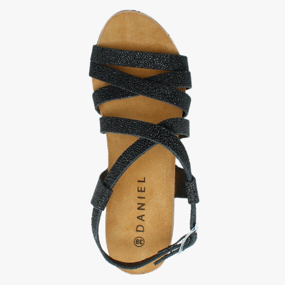 Beverlywood II Black Metallic Textured Wedge Sandals