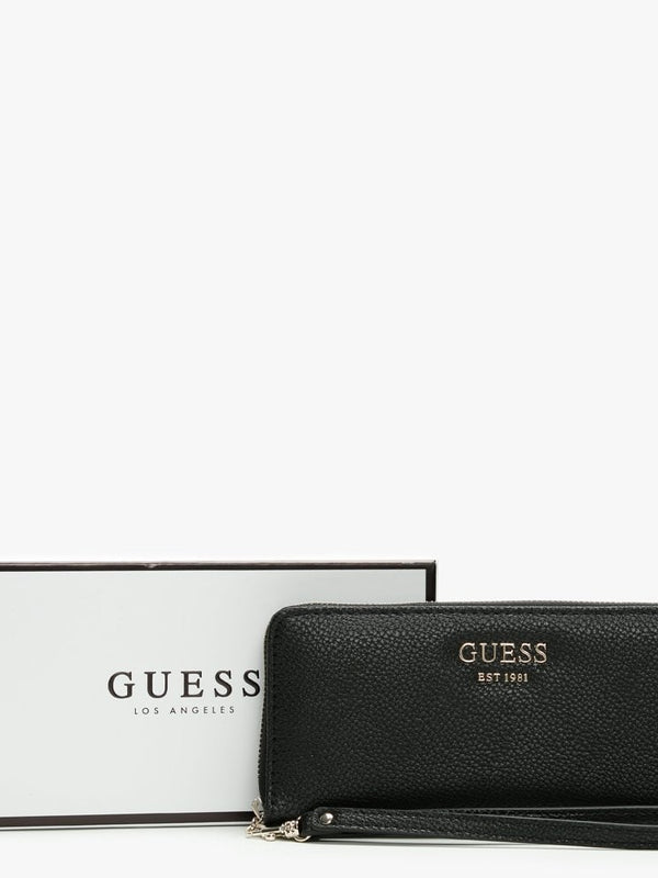 Vikky SLG Large Black Textured Zip Around Wallet