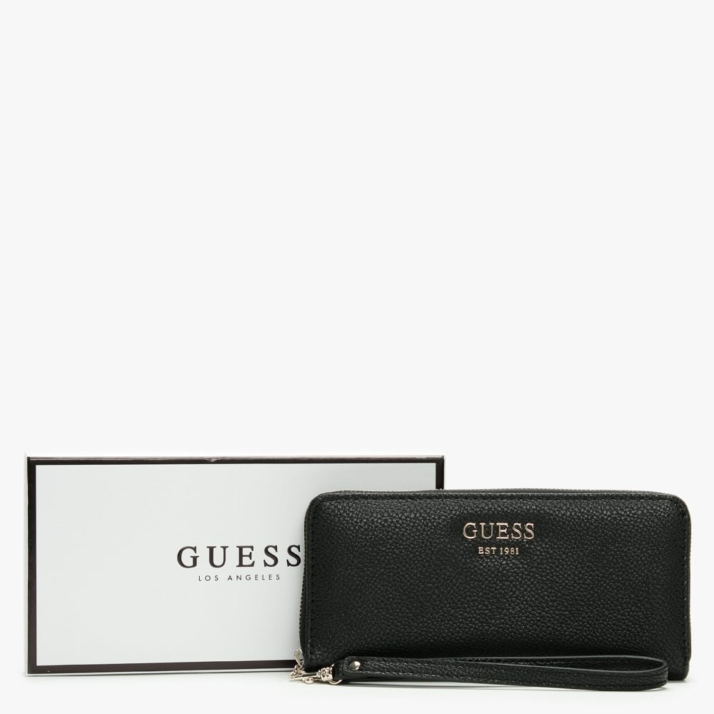 Vikky SLG Large Black Textured Zip Around Wallet