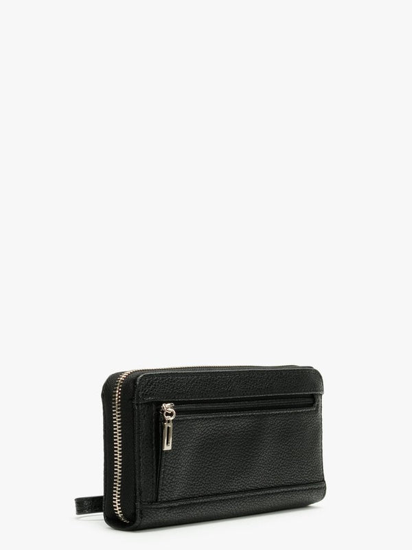 Vikky SLG Large Black Textured Zip Around Wallet