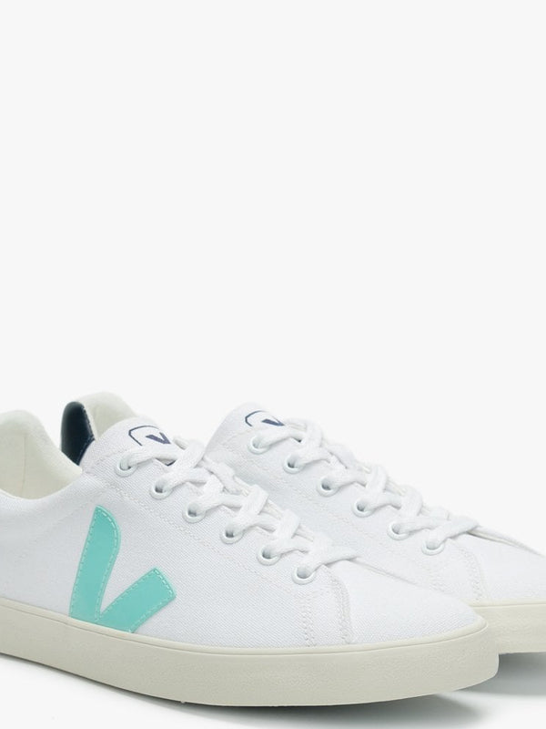 Esplar SE Vegan Canvas White Turquoise Nautico Trainers