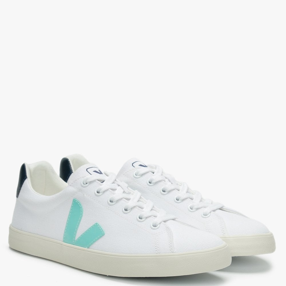Esplar SE Vegan Canvas White Turquoise Nautico Trainers