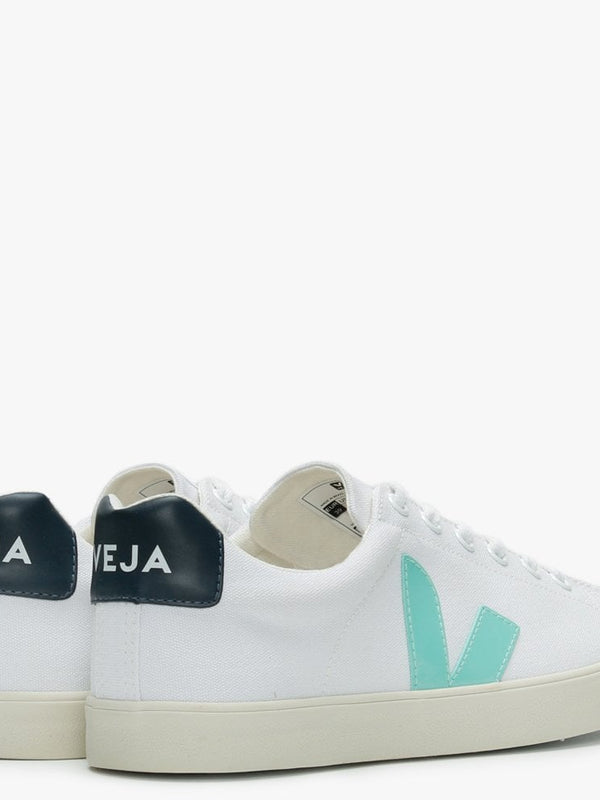 Esplar SE Vegan Canvas White Turquoise Nautico Trainers