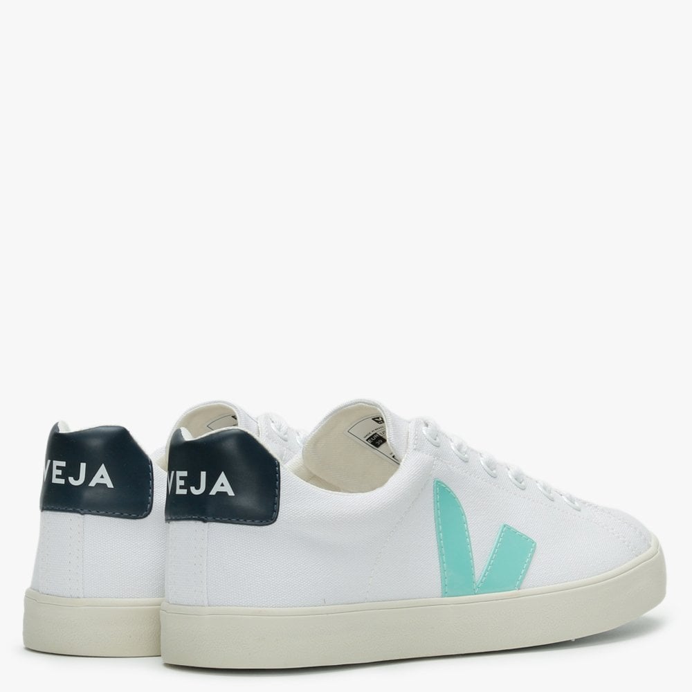 Esplar SE Vegan Canvas White Turquoise Nautico Trainers