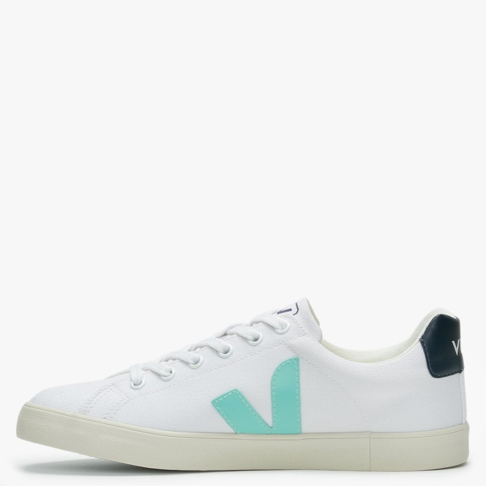 Esplar SE Vegan Canvas White Turquoise Nautico Trainers