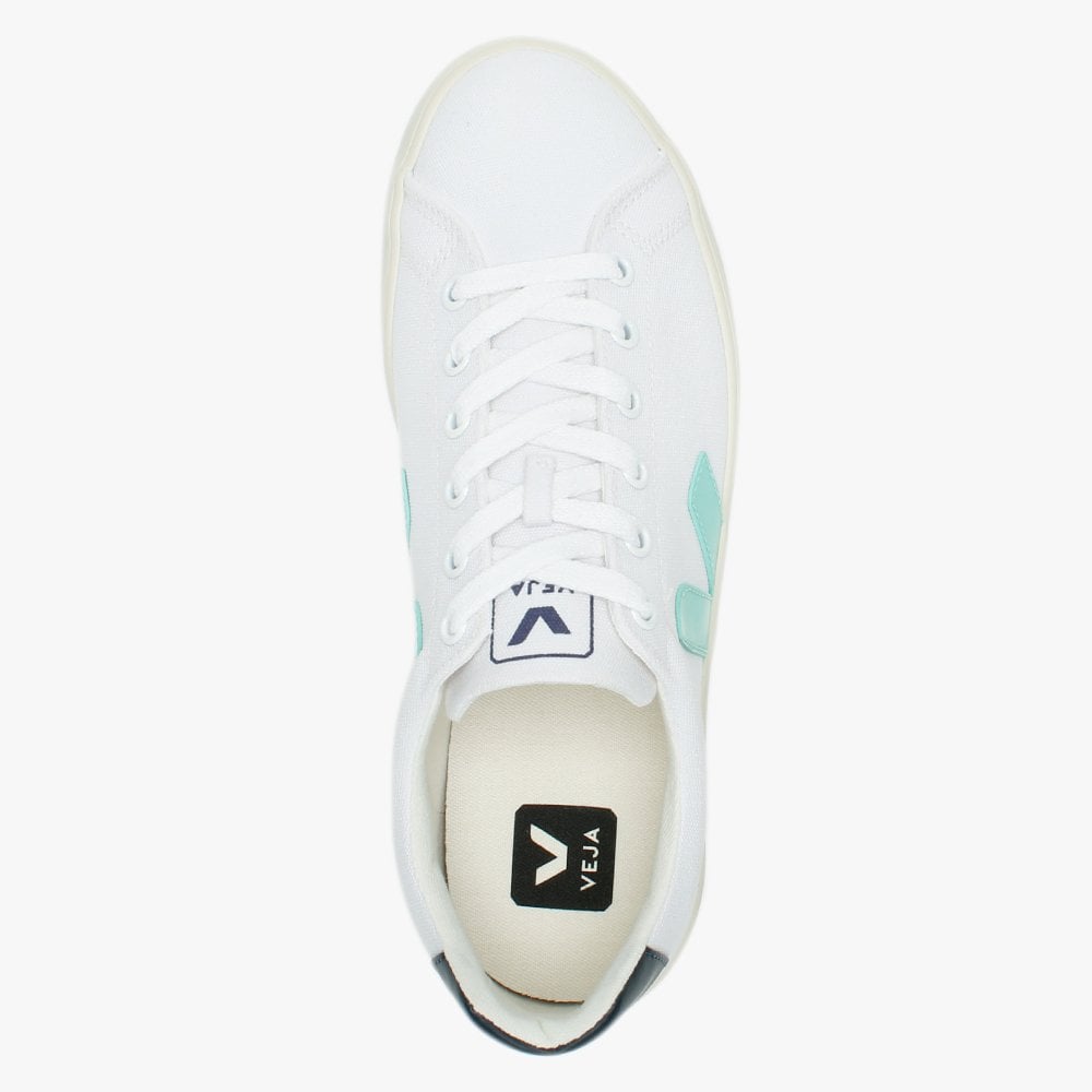 Esplar SE Vegan Canvas White Turquoise Nautico Trainers