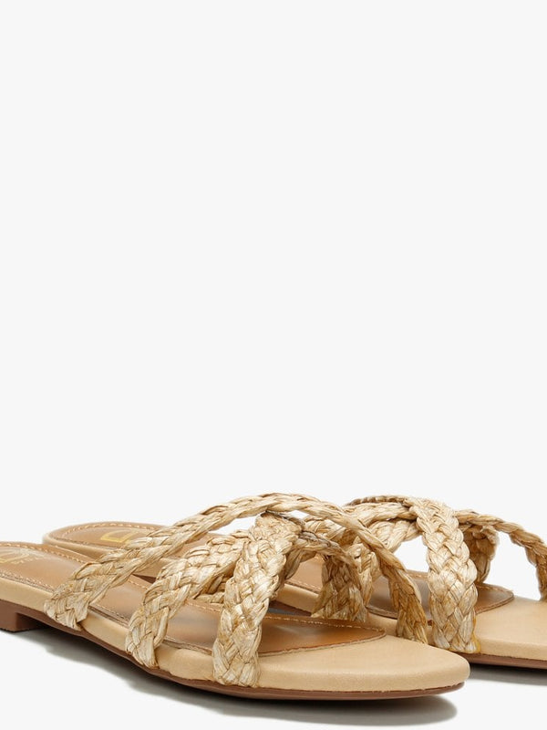 Yasemin Beige Plaited Cross Strap Mules