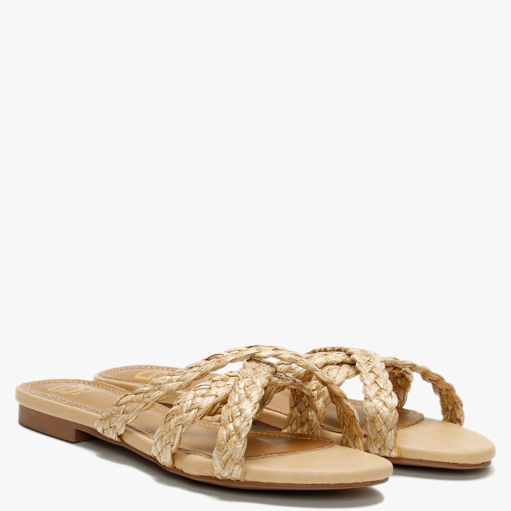 Yasemin Beige Plaited Cross Strap Mules