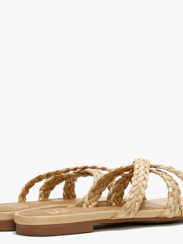 Yasemin Beige Plaited Cross Strap Mules