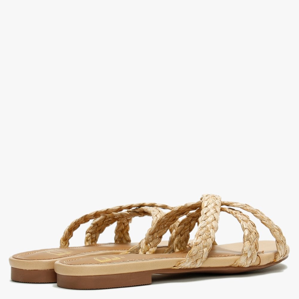 Yasemin Beige Plaited Cross Strap Mules
