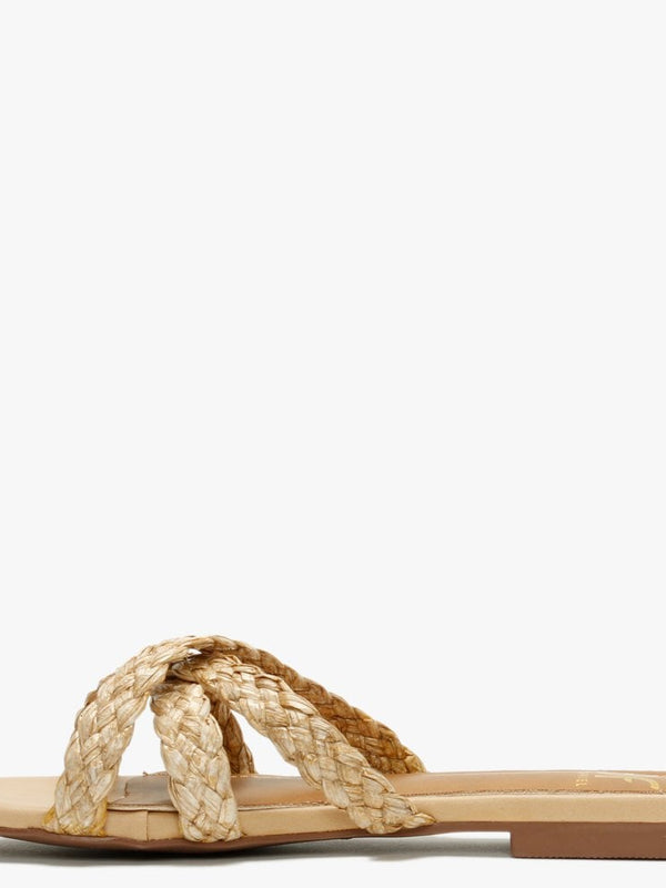 Yasemin Beige Plaited Cross Strap Mules