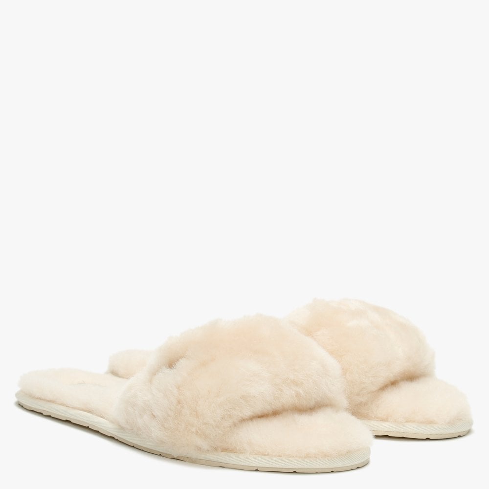 Fluff Slide White Natural Sheepskin Slippers