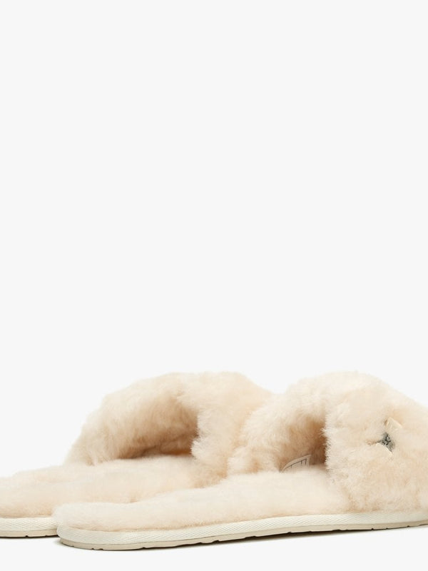 Fluff Slide White Natural Sheepskin Slippers