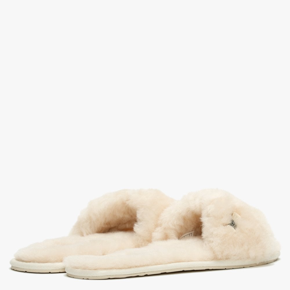 Fluff Slide White Natural Sheepskin Slippers