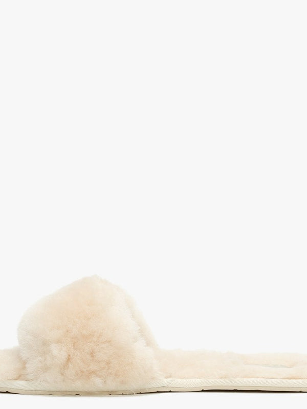 Fluff Slide White Natural Sheepskin Slippers
