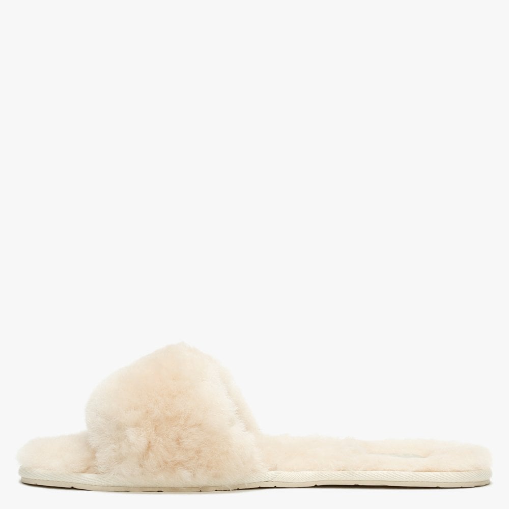 Fluff Slide White Natural Sheepskin Slippers