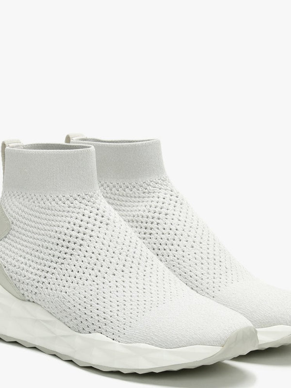 Sound White Marble Knitted High Top Trainers