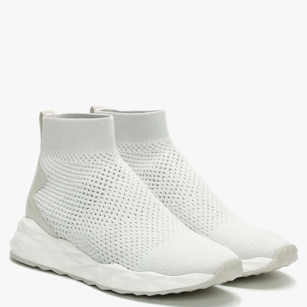 Sound White Marble Knitted High Top Trainers