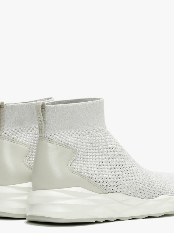 Sound White Marble Knitted High Top Trainers
