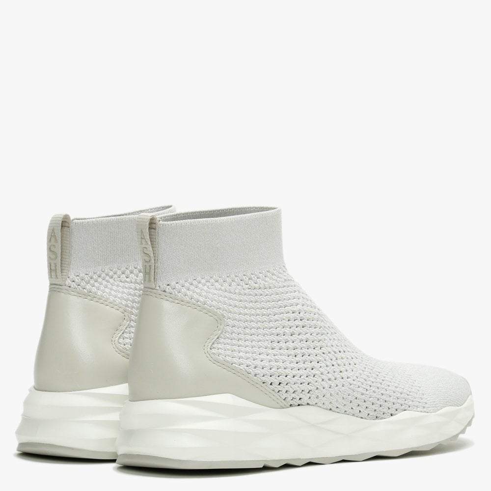 Sound White Marble Knitted High Top Trainers