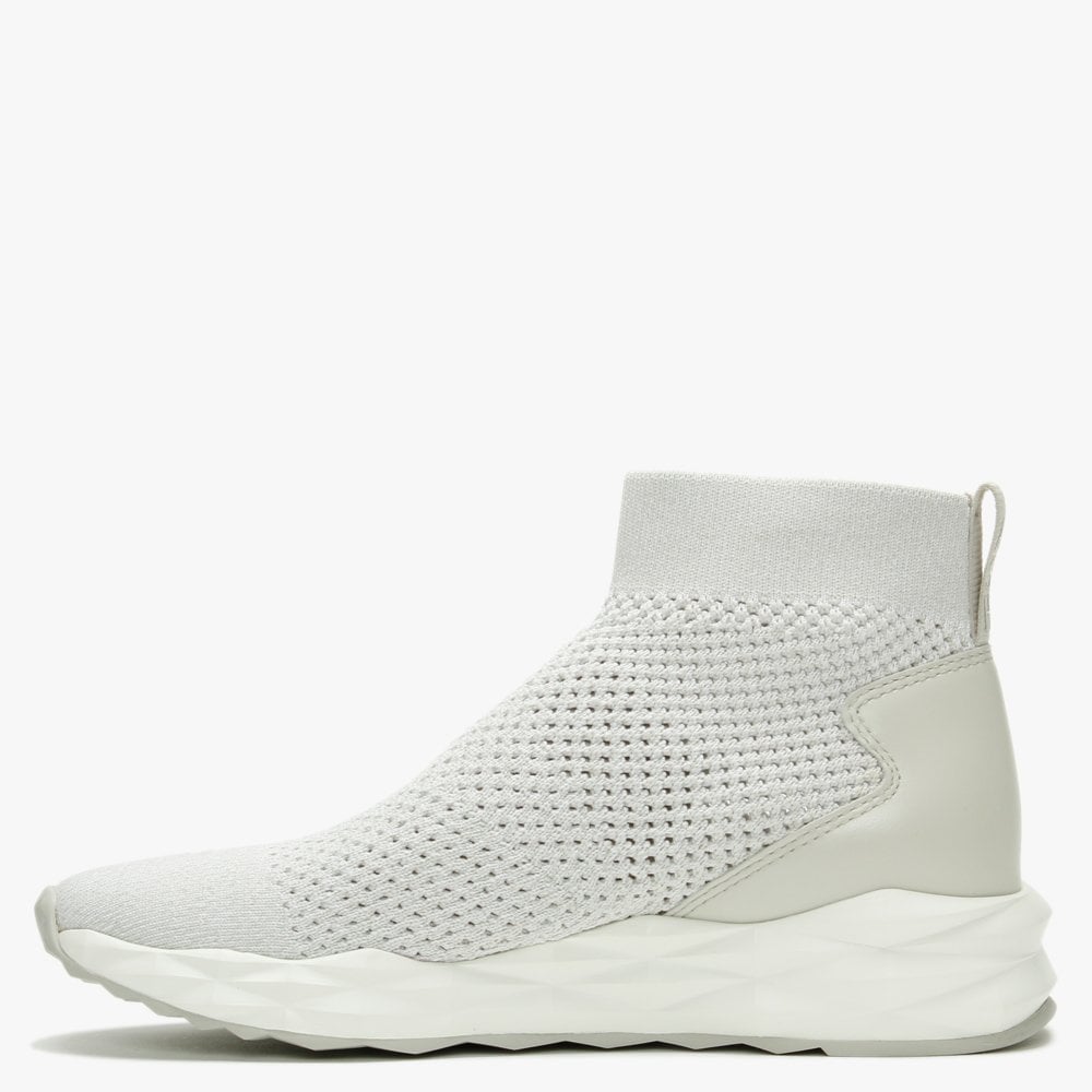 Sound White Marble Knitted High Top Trainers