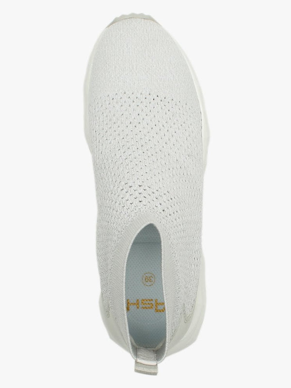 Sound White Marble Knitted High Top Trainers